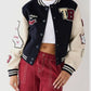 Women's True Religion Blue Varsity Leather Jacket – Custom Fit - front view