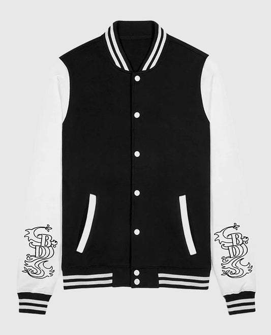 Black Dragon Tokyo Revengers Varsity Leather Jacket for Women - front view