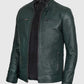 Men's Dark Green Cafe Racer Leather Jacket – Custom Fit - side angle view