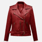Women Christmas Red Leather Jacket