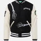 Godspeed Skull Rod Halloween White & Black Leather Jacket for Men - detail view