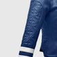 Women's Blue Biker Leather Jacket – Premium Outerwear - side angle view