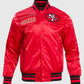 San Francisco 49ers White & Black Leather Jacket for Men - side angle view