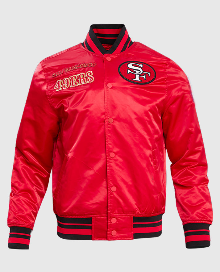 San Francisco 49ers White & Black Leather Jacket for Men - side angle view