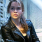 Sarah Connor Terminator Genisys Black Leather Biker Jacket for Women - detail view