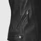 Women's Black & White Biker Leather Jacket | Genuine Leather - inner lining view