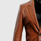 Men's Brown Leather Blazer – Custom Fit | Genuine Leather - side angle view