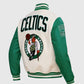 NBA Boston Celtics Men's Rib Green Wool Varsity Jacket - side angle view