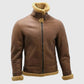 Men's B3 Shearling Flying Brown Aviator Leather Jacket - side angle view
