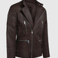 Shotgun Brown Moto Leather Jacket for Men – Custom Fit - sleeve and cuff detail