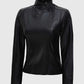 Women's Arezzo Black Flap Closure Leather Jacket – Custom Fit - side angle view