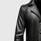 Men's Black Leather Coat – Custom Fit | Genuine Leather - side angle view