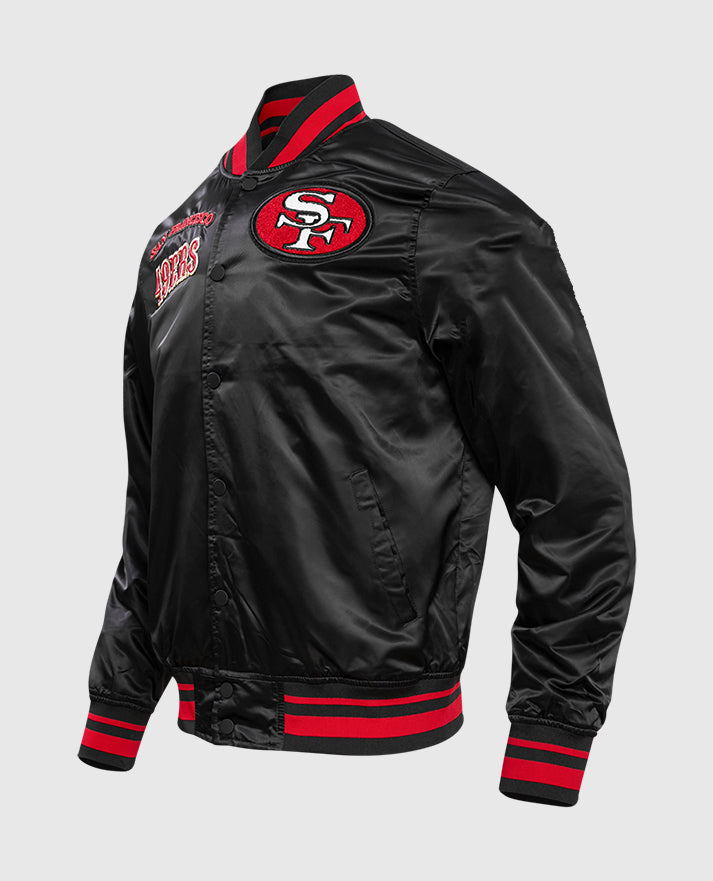 San Francisco 49ers White & Black Leather Jacket for Men - detail view