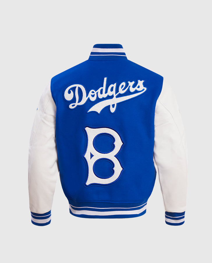 MLB Brooklyn Dodgers Men's Rib Wool Varsity Jacket Royal Blue White - inner lining view