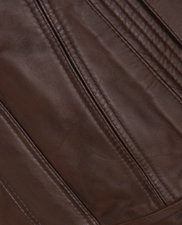 Men's Blouson Brown Leather Jacket – Premium Outerwear - inner lining view