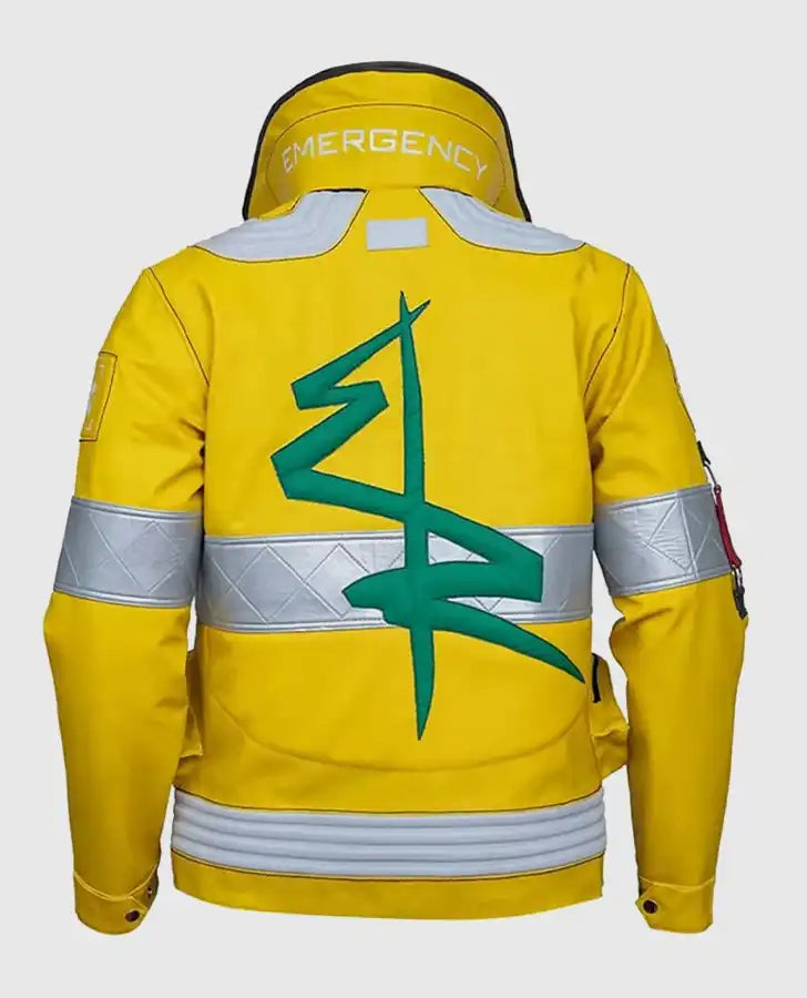 Cyberpunk 2077 Edgerunners Lucy Yellow Leather Jacket for Men - side angle view