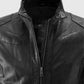 Men's Black Cafe Racer Leather Jacket | Genuine Leather - side angle view