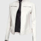 Women's White Leather Cafe Racer Jacket – Premium Outerwear - inner lining view