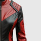 Italian Women's Vegan Red & Black Leather Jacket | Genuine Leather - side angle view