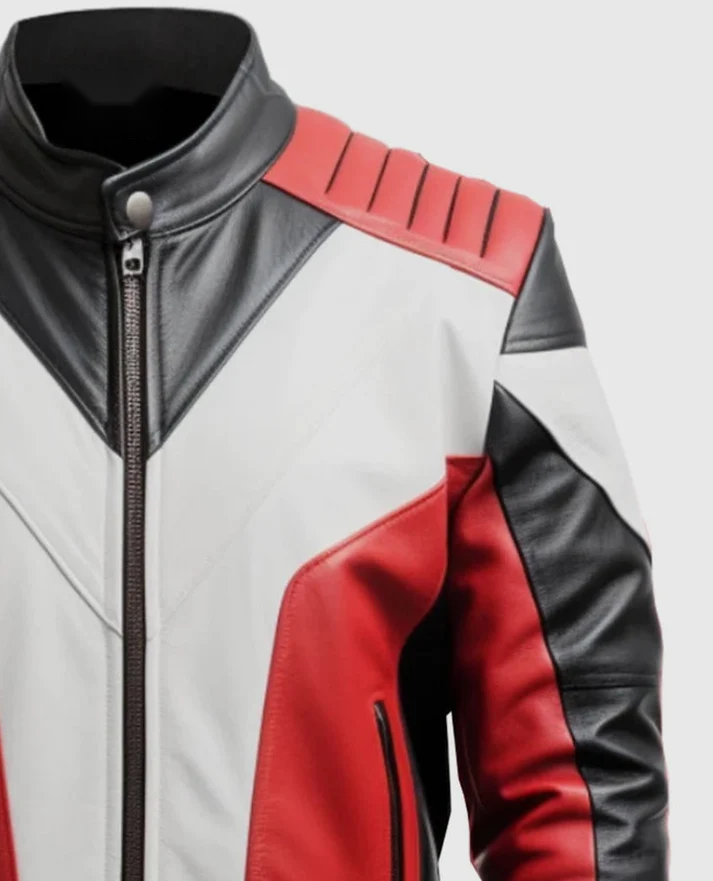 Men's Red & Black Faux Leather Jacket – Premium Outerwear