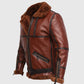 Men's RAF British Brown Shearling Aviator Leather Jacket - side angle view