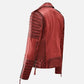 Women's Burnt Red Biker Leather Jacket