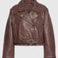 Gigi Hadid Brown Leather Jacket for Women – Custom Fit - side angle view