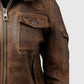Women's Vintage Brown Bomber Leather Jacket – Custom Fit - side angle view