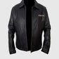 Sons of Anarchy Black Biker Leather Jacket for Men - collar and zip close-up