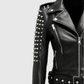 Women's Black Stud Biker Leather Jacket – Custom Fit