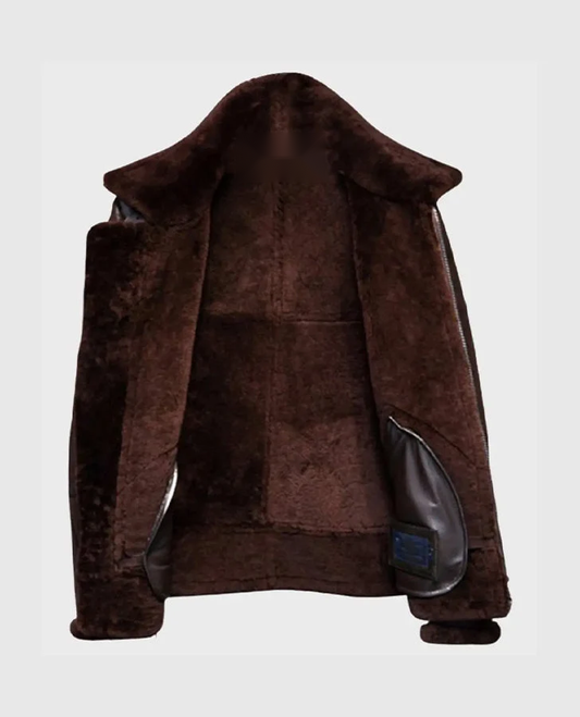 Men's B3 Flying Aviator Pilot Shearling Brown Leather Jacket