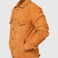 Men's Strap Pockets Tan Suede Leather Jacket – Premium Outerwear - side angle view