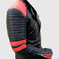 Men's Vintage Red Stripes Motorcycle Leather Jacket - side angle view