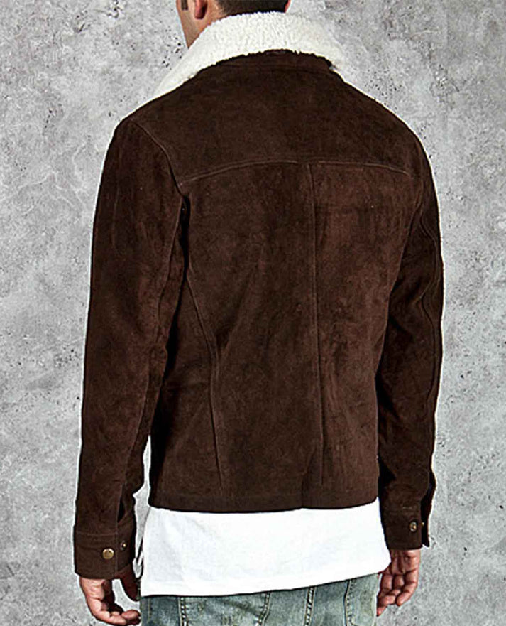 The Walking Dead Rick Grimes Brown Suede Jacket for Men - back view