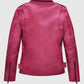 Jessica Alba Pink Leather Biker Jacket for Women – Custom Fit - side angle view