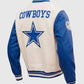 Dallas Cowboys Retro Classic Varsity Cream Jacket - collar and front closure detail