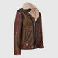 Men's RAF B3 Aviator Flying Brown Bomber Leather Jacket - side angle view