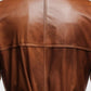 Men's Vintage Brown Long Leather Coat – Premium Outerwear - collar and zip close-up