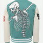 Godspeed Skull Rod Halloween White & Black Leather Jacket for Men - collar and zip close-up