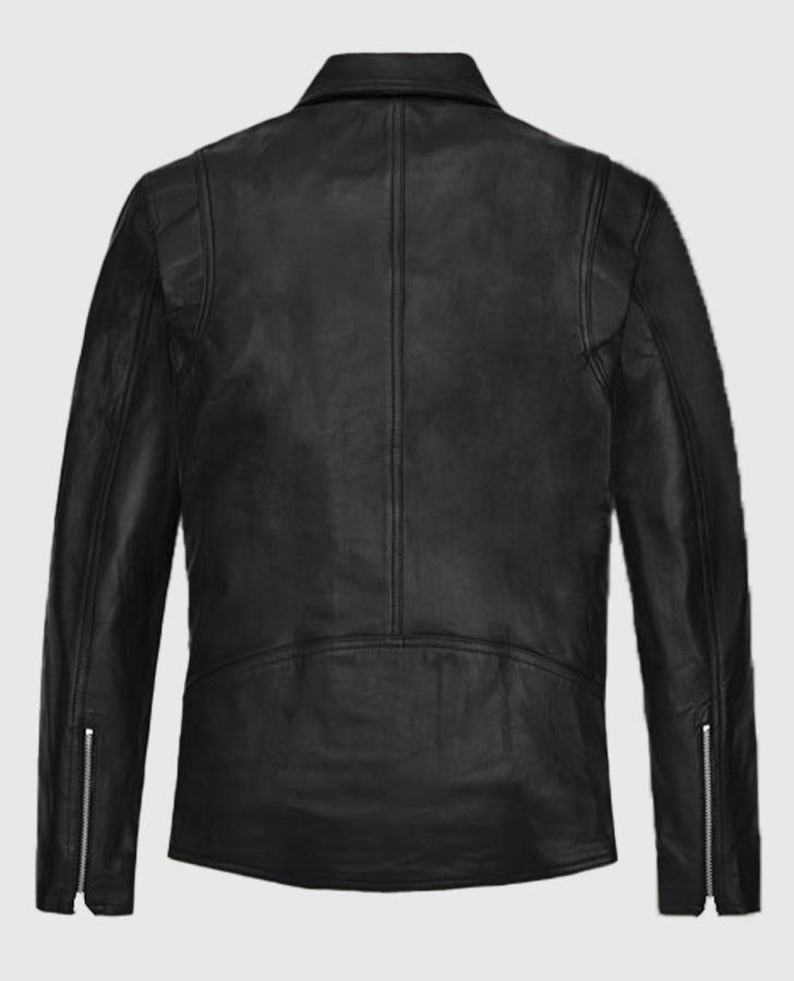 Kylian Mbappe Black Biker Leather Jacket for Men – Custom Fit - side angle view