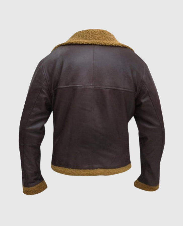 Men's B3 Flying Aviator Pilot Shearling Brown Leather Jacket - side angle view