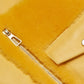 Women's Yellow Shearling Trimmed Leather Moto Jacket - side angle view