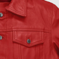 Men's Red Leather Trucker Jacket – Custom Fit | Genuine Leather