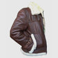 Men's RAF B3 Aviator Brown Shearling Bomber Leather Jacket - side angle view