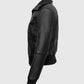 Women's Bomber Black Leather Jacket – Premium Outerwear - side angle view
