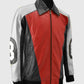 8 Ball Pool David Puddy Red & Black Bomber Leather Jacket for Men - side angle view