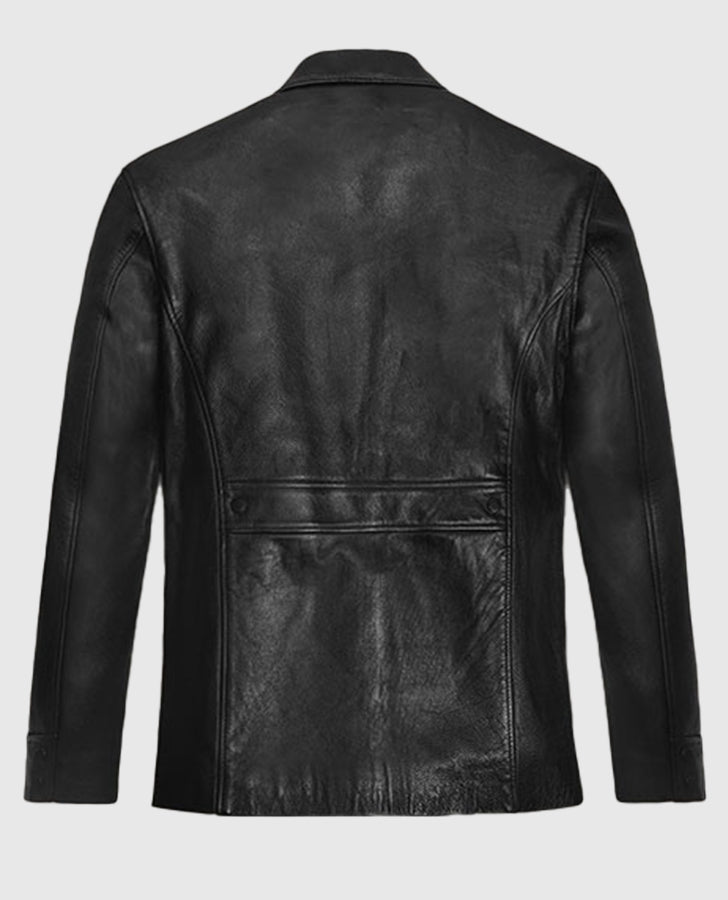 Johnny Depp Black Leather Jacket for Men | Genuine Leather - side angle view