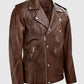 Men's Beast Spanish Brown Biker Leather Jackets Jacket - side angle view