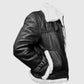 Men's RAF B3 Aviator Shearling Bomber Black Leather Jacket - side angle view