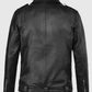 Jeffrey Dean Morgan the Walking Dead Black Biker Leather Jacket - side angle view